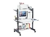 3 Shelf Mobile Adjustable Workstation