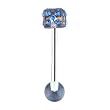 Stainless Steel with Multi Gem UV Purple Barbell - Dice Sold as a Pair