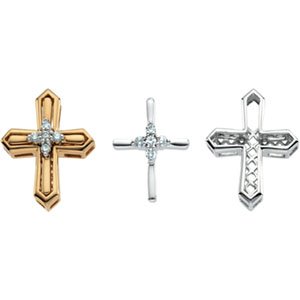 14K White Gold Unity Cross Pendant Outside Frame Only