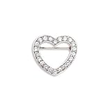 Rhodium Plated Cut Out CZ Heart Pin