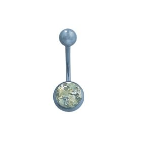 Light Blue Titanium Belly Button Ring with Lava Stone