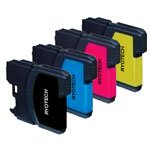 1 Set of 4 Brother LC1100 LC980 Compatible Ink cartridges for the DCP-145C DCP-165C DCP-385C DCP-535CN DCP-585CW DCP-6690CN DCP-6690CW MFC-290C MFC-490CN MFC-490CW MFC-670CD MFC-670CDW  MFC-790CW MFC-930CDN MFC-5490CN MFC-5890CN MFC-6490CW MFC-790CW MFC-990CW LC-1100BK LC-1100C LC-1100M LC-1000Y LC980 LC67 LC65 LC61 LC38 LC16 LC11