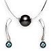 14k Gold Pearl Curve Earring and Black Pearl Pendant Set