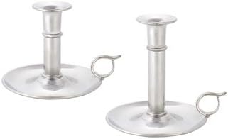 Classic Column Chamberstick Pewter Candlestick 4 inch in Satin Finish