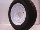 15" White Spoke Trailer Wheel with Bias ST225/75D15 Tire Mounted (6x5.5) bolt circle