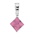 14K White Gold Pink Tourmaline and Diamond Pendant
