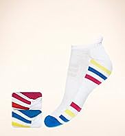 2 Pairs of Cotton Rich Striped Trainer Liner Sports Socks