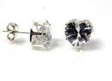 Silver Heart Cubic Zirconia Stud Earrings, Size: 4mm
