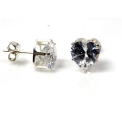 Click here to buy Silver Heart Cubic Zirconia Stud Earrings, Size: 6mm by Toltec Trading Company.