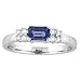 14k White Gold Emerald Cut Tanzanite and Diamond Ring .75 TCW