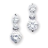Sterling Silver Three Drop CZ (Cubic Zirconia) Earrings