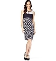 Linen Blend Beaded Neckline Shift Dress