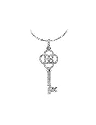 14K White Gold Pendant Key Diamond Necklace of Half a Carat Diamonds