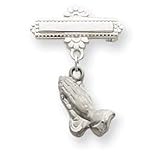 Sterling Silver Dangling Praying Hands Pin