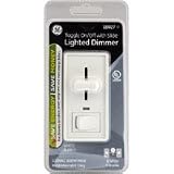 GE 18027 Dimmer, Toggle On/Off with Slide Lighted, White