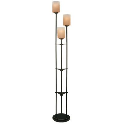 Lite Source LS-80700D/BRZ Bess 3-Light Floor Lamp with Amber Glass Shades, Dark Bronze