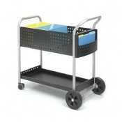 SAF5239BL - Scoot Mail Cart,3 Front Castek,21-3/4x32x38-1/2,Black