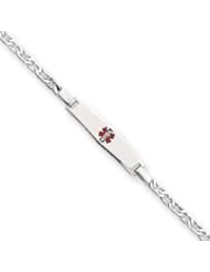 Genuine IceCarats Designer Jewelry Gift Sterling Silver Children&apos;s Medical Id Bracelet W/Anchor In 6.00 Inch