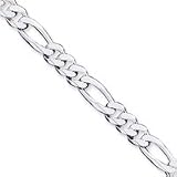 Sterling Silver 10.75mm Figaro Chain Anklet - 9 Inch - Italian