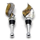 Golden Art Deco Glass Wine Bottle Stoppers, Set of 2