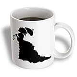Florene Black and White - Victorian Lady In Black Silhouette Dress and Umbrella - Mugs