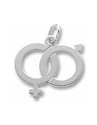 Rembrandt Charms, Male & Female Symbol Charm in Solid Sterling Silver or Gold