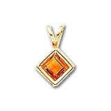 14k 5mm PrincessCut Citrine bezel pendant