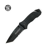 Smith & Wesson SWFR2S Extreme Ops Knife with Coated Tanto Blade and Rubber Coated Handle, Black