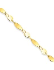 14k Gold Satin & Polished Finish Fancy 7.25 Inch Bracelet w/ Lobster Clasp