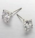Platinum Plated Diamanté Large Stud Earrings