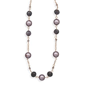 18 Copper Necklace with Amethyst and Glass Pearls