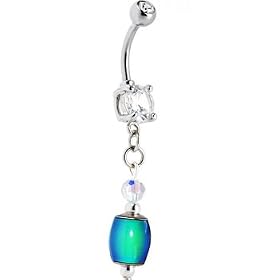 Handcrafted Double Crystalline Gem MOOD Belly Ring