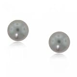 14KT White Gold Stud Earrings Silver Dyed Akoya Pearls