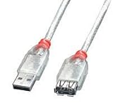 USB Extension Cable - Type A Male to Type A Female, USB 2.0, Transparent, 1m