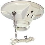 Porcelain Ceiling Lampholder Two Piece w/ 15A 125V/AC 2P3W Outlet
