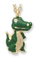Gold & European Crystal Alligator Pendant Necklace
