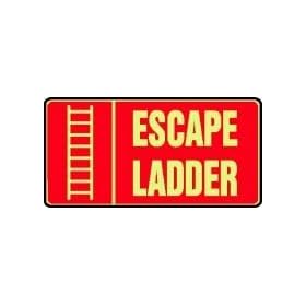 FIRE AND EMERGENCY E ESCAPE LADDER (W/GRAPHIC) (GLOW) 7" x 14" Lumi-Glow Plastic Sign