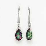 14k White Gold 8x5 Pear Mystic Fire Topaz Earrings SE1883