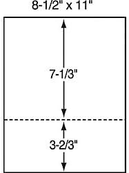 WillcopyCustom Cut Sheets, Letter Size, Perforated 3 2/3" from Bottom, 20 Lb, 500 Sheets Per Ream, Pack of 5 Reams