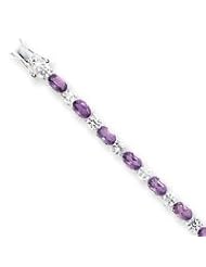 Sterling Silver Amethyst & CZ Bracelet
