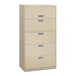 600 Series Five-Drawer Lateral File,36w x19-1/4d, Light Gray
