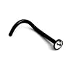 Nose Screw - Nose pin 1.0mm with swarowski crystal - 2.25mm gem - Black steel - Nose Stud - Nose jewellery - Clear