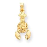 14k Solid Polished 3-Dimensional Lobster Pendant