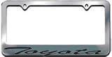 Toyota Script Chrome Metal License Plate Frame with 2 free caps