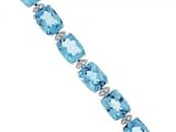White Gold Tennis Bracelet Blue Topaz Diamond Gemstones