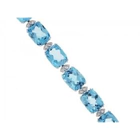 White Gold Tennis Bracelet Blue Topaz Diamond Gemstones by GemAffair