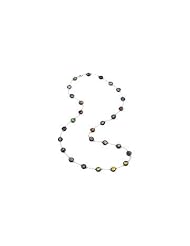Sterling Silver and Freshwater Cultured Black Coin Pearl Station Necklace - 38 Inch/ 12-13 MM