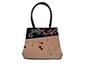 Handbag Heaven Black and Salmon Pink Beautiful Embroidered Handbag