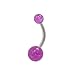 Purple Glitter Ball Acrylic Belly Button Ring