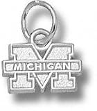 Michigan Wolverines Solid Sterling Silver ''M MICHIGAN'' 1/4'' Pendant